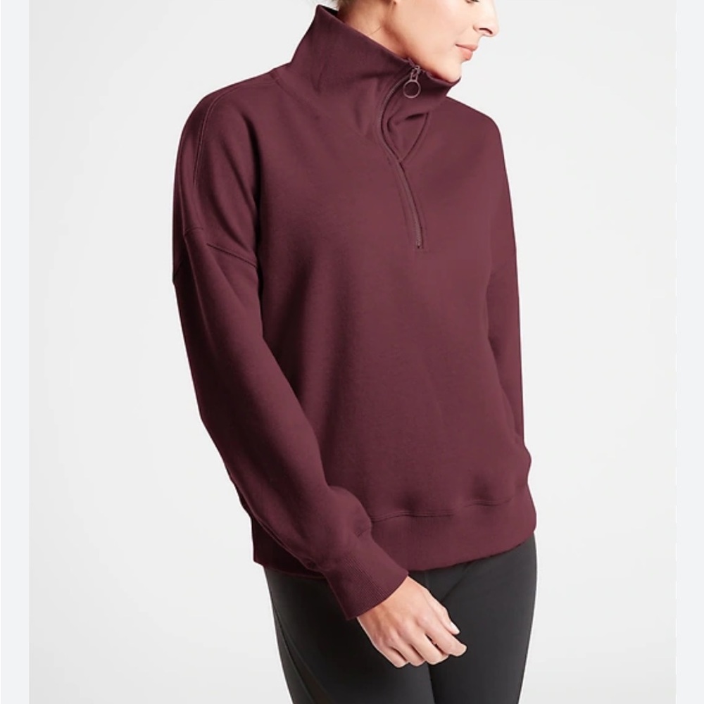 Athleta Cozy Karma 1/4 Zip Antique Burgundy